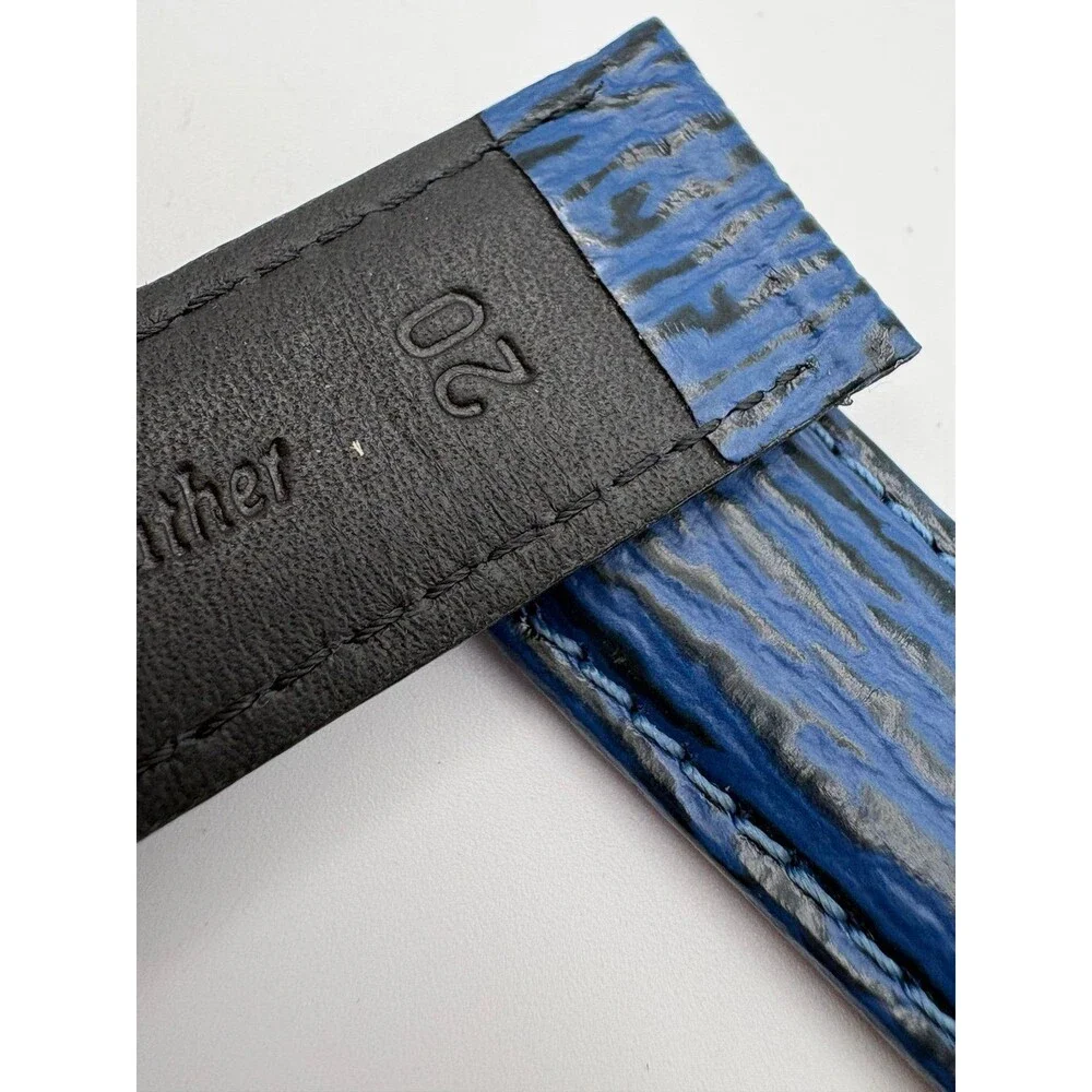 Vintage Citizen Blue Shark-Grain Embossed Leather Watch Strap 20mm INOX Buckle